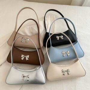 Texture Minimalist Underarm Elegant Bow Shoulder Bag