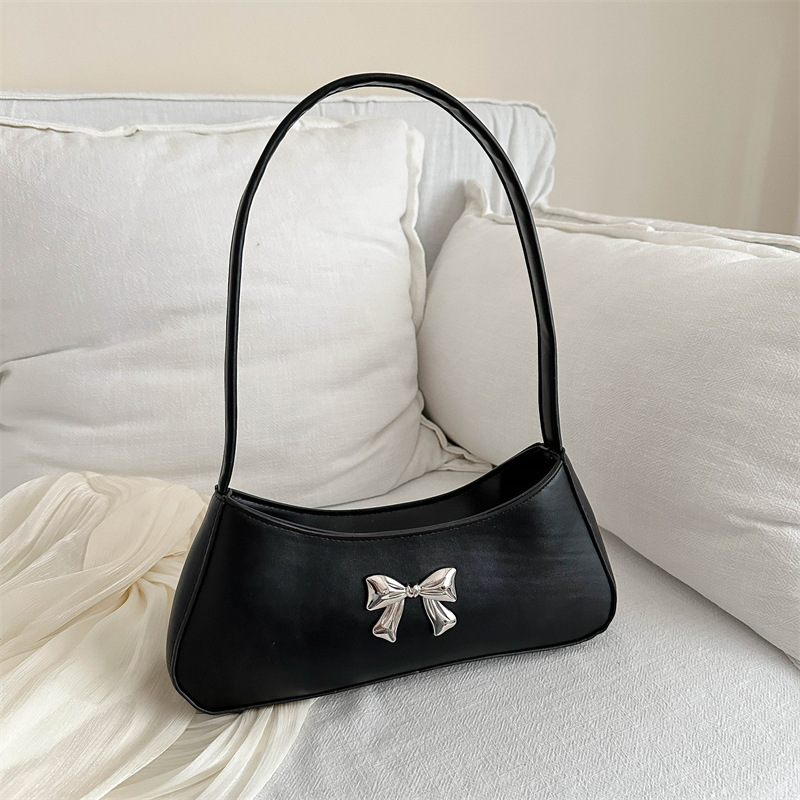 Texture Minimalist Underarm Elegant Bow Shoulder Bag - Image 2