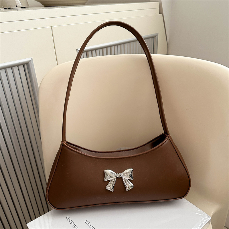 Texture Minimalist Underarm Elegant Bow Shoulder Bag - Image 3