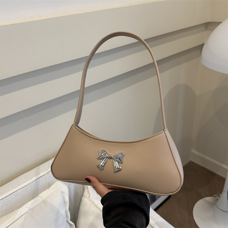 Texture Minimalist Underarm Elegant Bow Shoulder Bag - Image 4