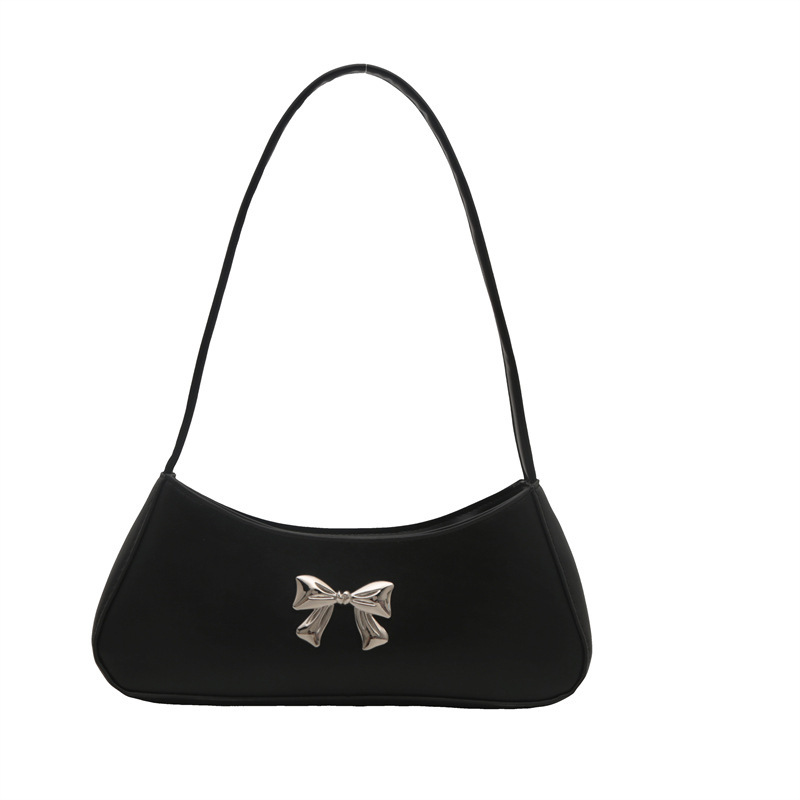 Texture Minimalist Underarm Elegant Bow Shoulder Bag - Image 6