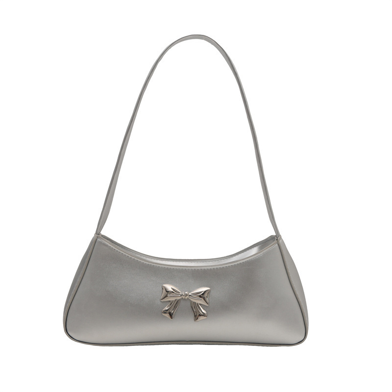 Texture Minimalist Underarm Elegant Bow Shoulder Bag - Image 8