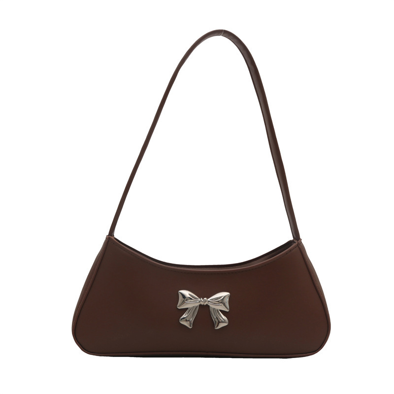 Texture Minimalist Underarm Elegant Bow Shoulder Bag - Image 9