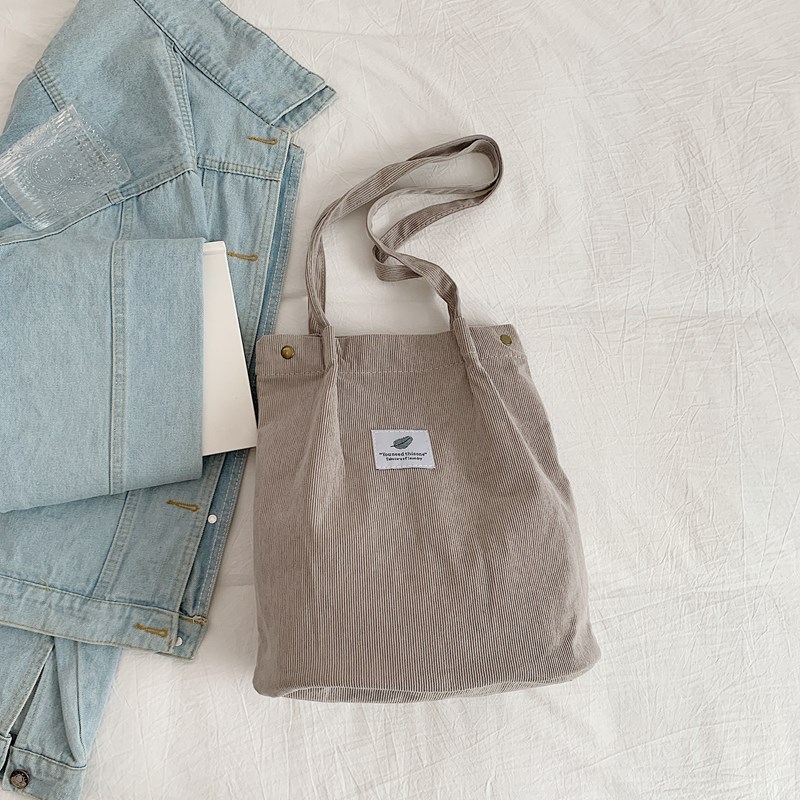 Artistic Corduroy Single-shoulder Bucket Bag - Image 3