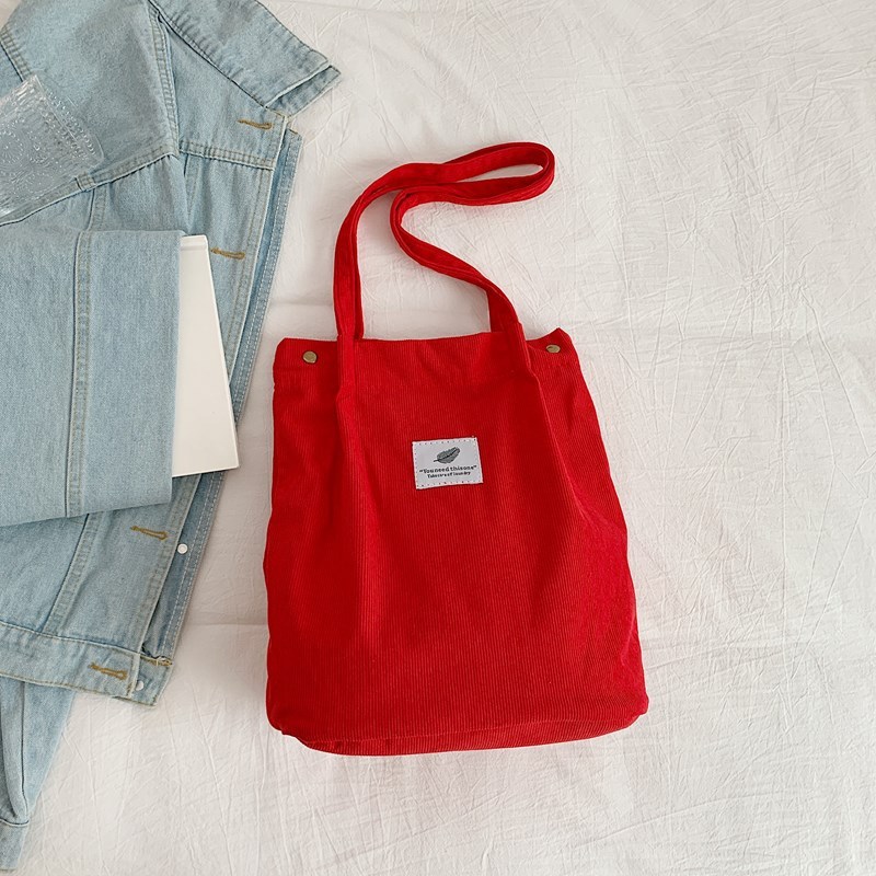 Artistic Corduroy Single-shoulder Bucket Bag - Image 4