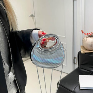 European And American-style Fashion Contrast-color Embossed Crescent-chain Shouldercrossbody Bag