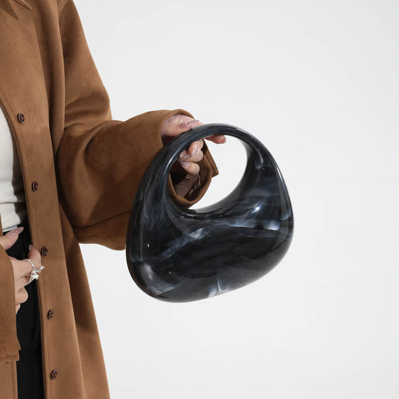 Acrylic Box Bag, Womens Evening Handbag With A Moon-shaped Underarm Design - Image 3