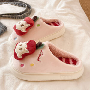 Velvet Thermal Non-slip Cotton Slippers Women