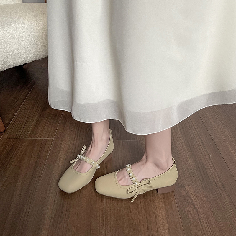 Multicolor Comfortable Low Heel Retro Easy Matching Soft Bottom Flats Autumn Chunky Heel - Image 2