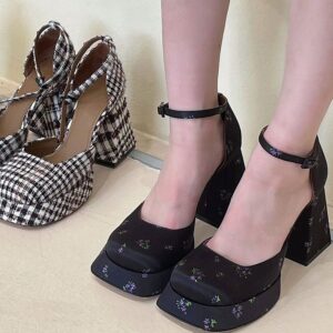 Chunky Heel Petite Vintage Platform Mary Jane Shoes