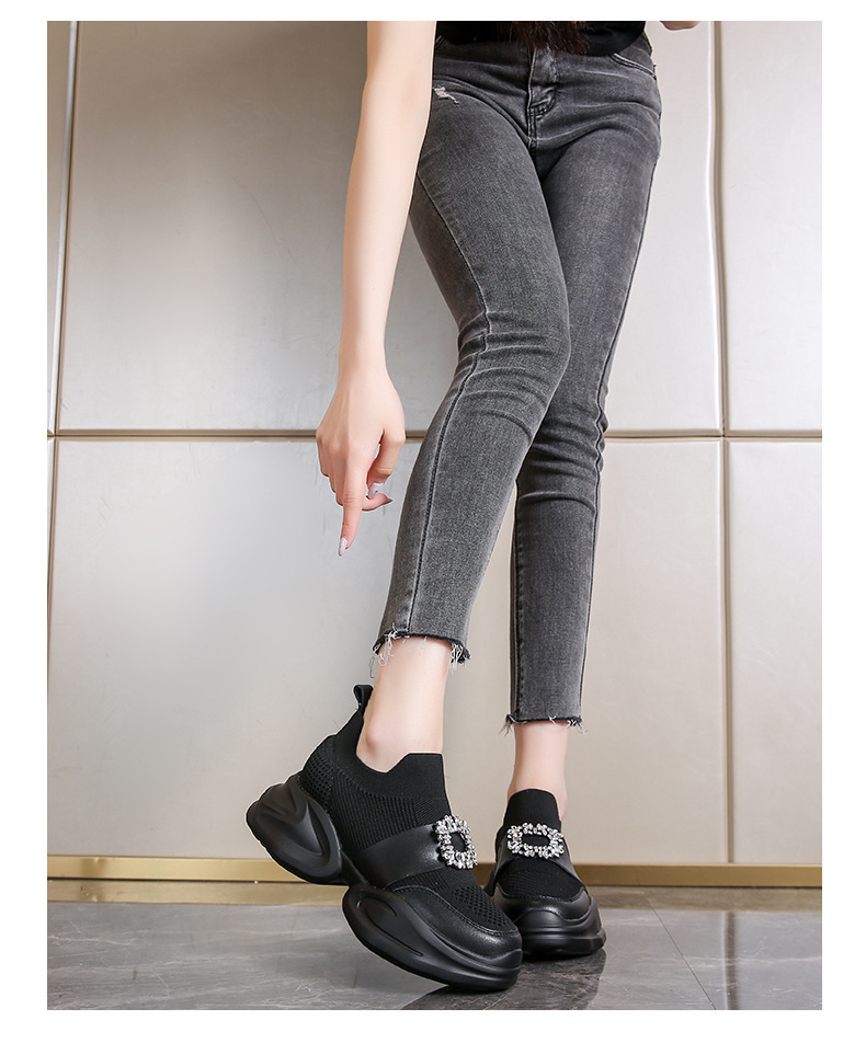 Rhinestone Square Buckle Breathable Mesh Casual Baotou Half Slippers - Image 3