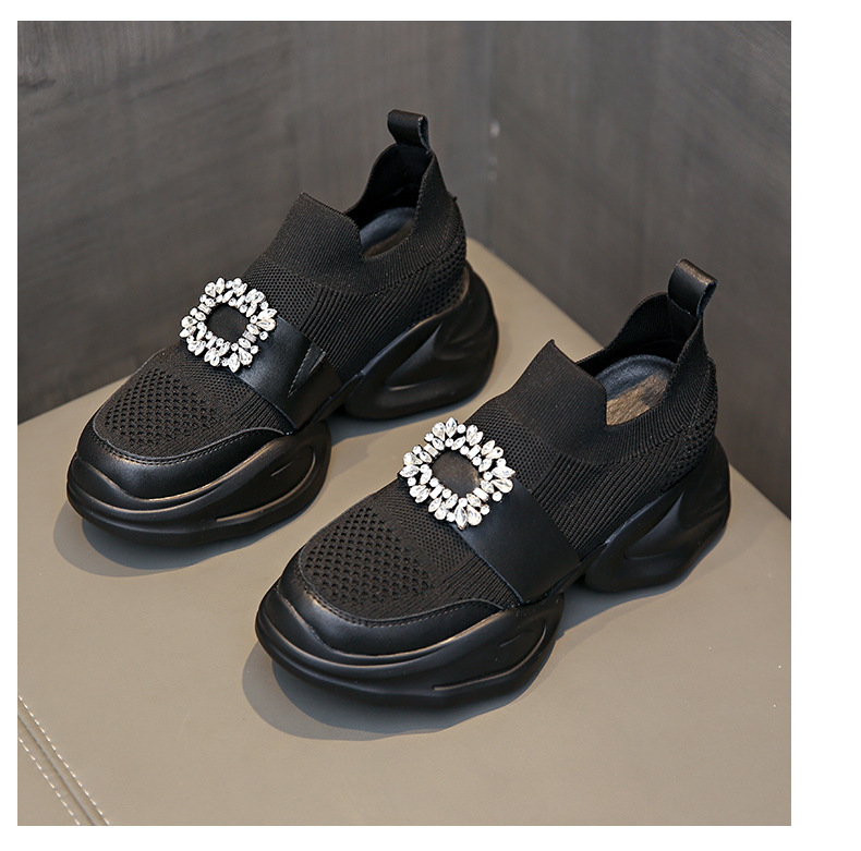 Rhinestone Square Buckle Breathable Mesh Casual Baotou Half Slippers - Image 5