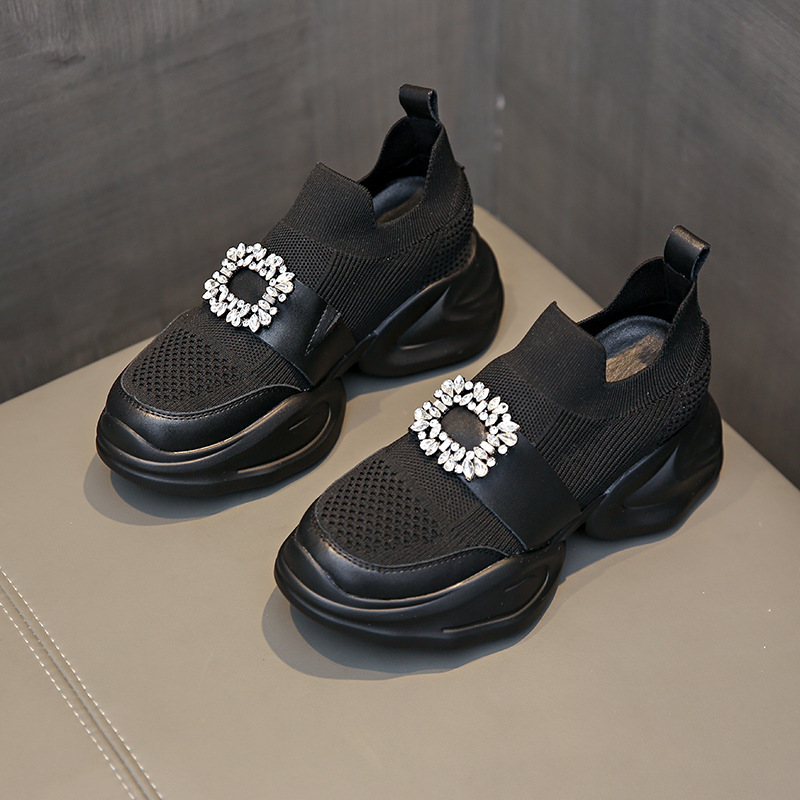 Rhinestone Square Buckle Breathable Mesh Casual Baotou Half Slippers - Image 6