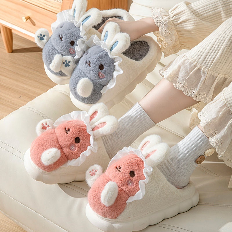 New Cute Hug Rabbit Girl Cartoon Cotton Slippers - Image 3