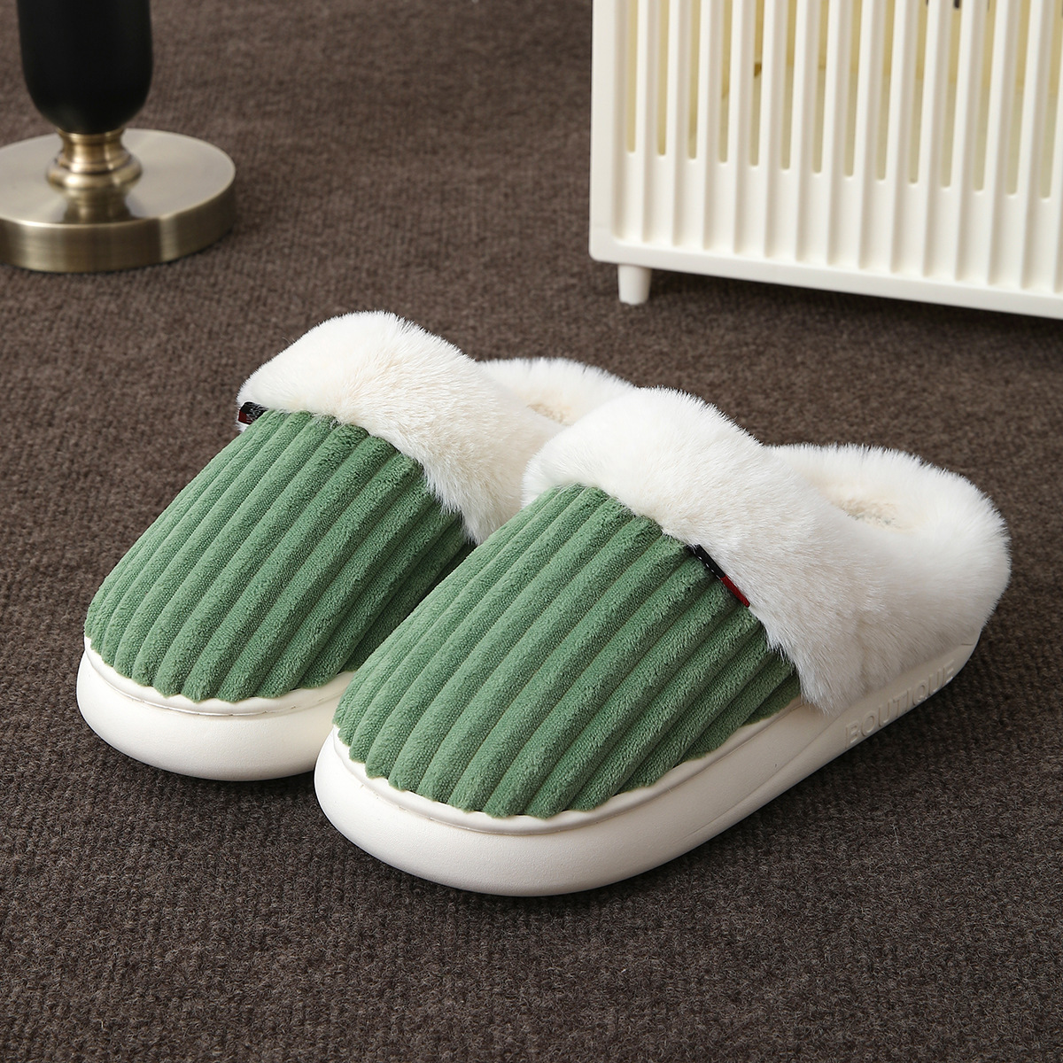 Plush Slippers Winter Thickened Coral Couple - Image 6
