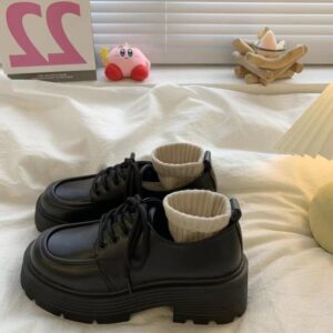 Women's Soft Leather Platform Heel-Increasing College Style British Style Leather Shoes