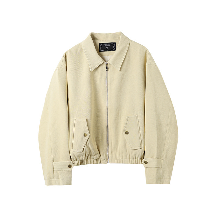 Casual Solid Color Lapel Long Sleeve Loose Slimming Zipper Coat - Image 2