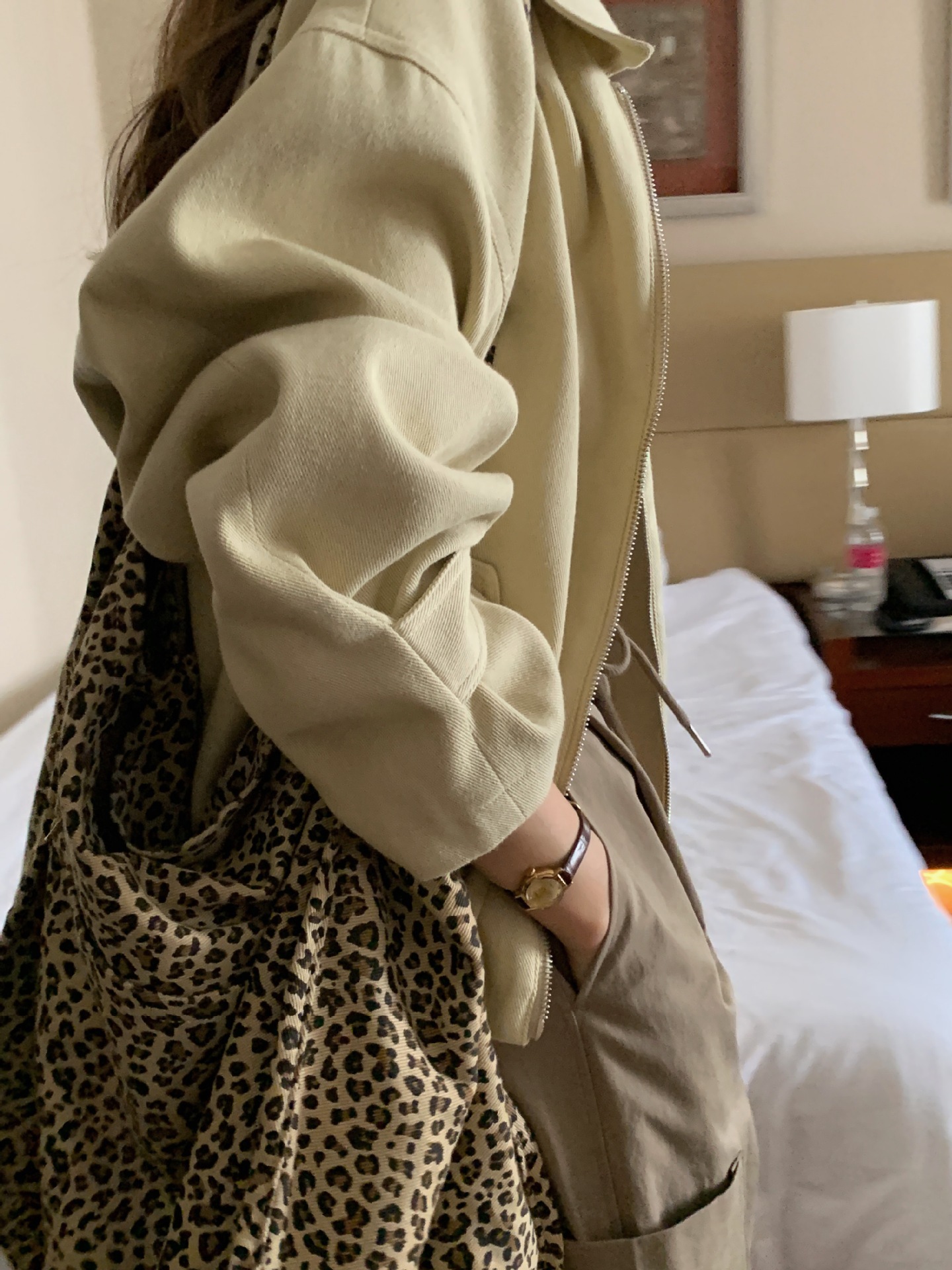 Casual Solid Color Lapel Long Sleeve Loose Slimming Zipper Coat - Image 4