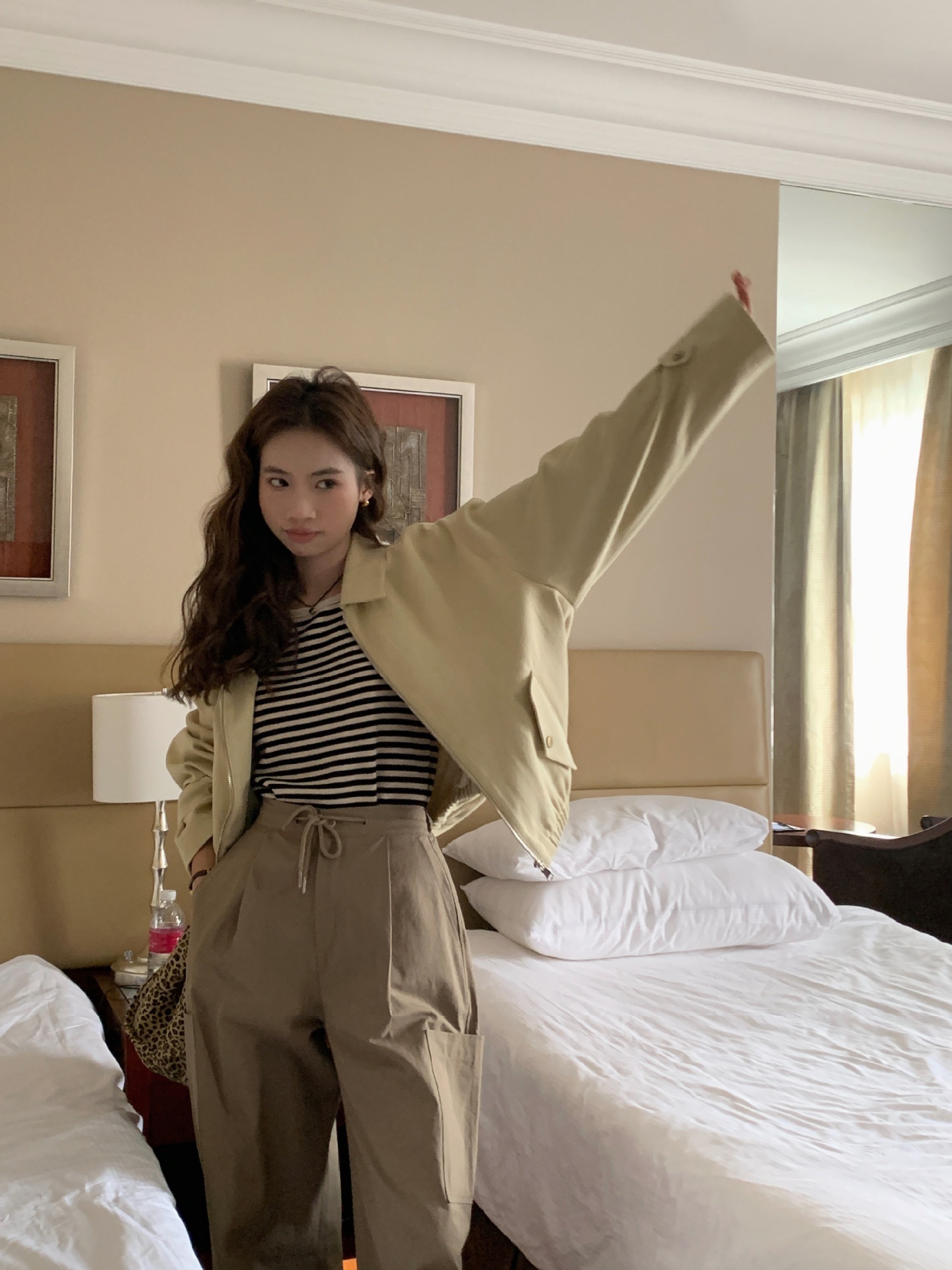 Casual Solid Color Lapel Long Sleeve Loose Slimming Zipper Coat - Image 8