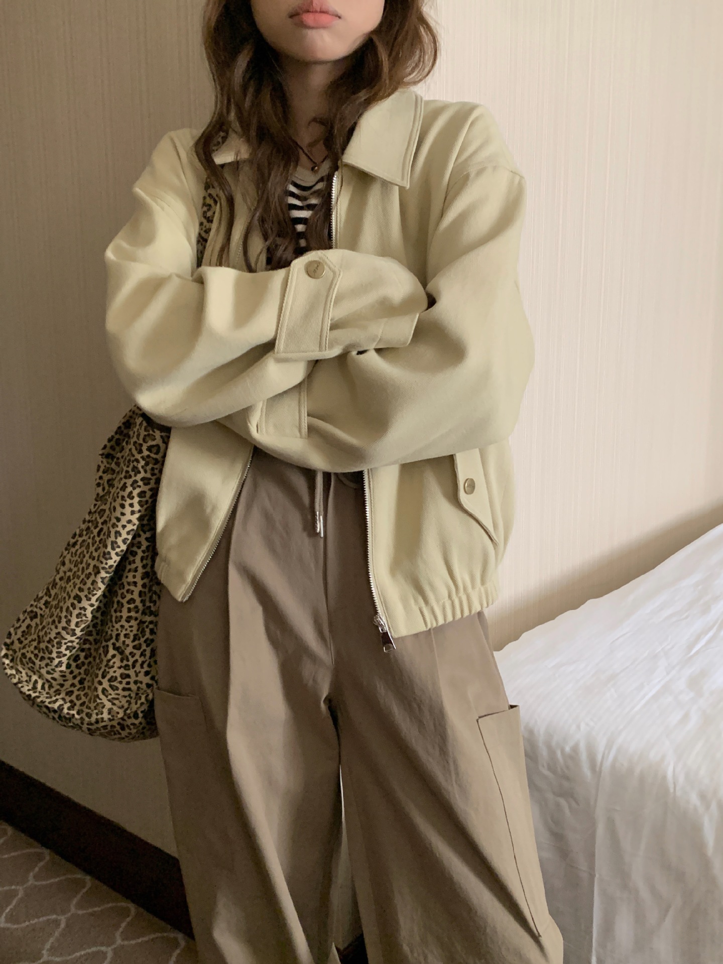 Casual Solid Color Lapel Long Sleeve Loose Slimming Zipper Coat - Image 10