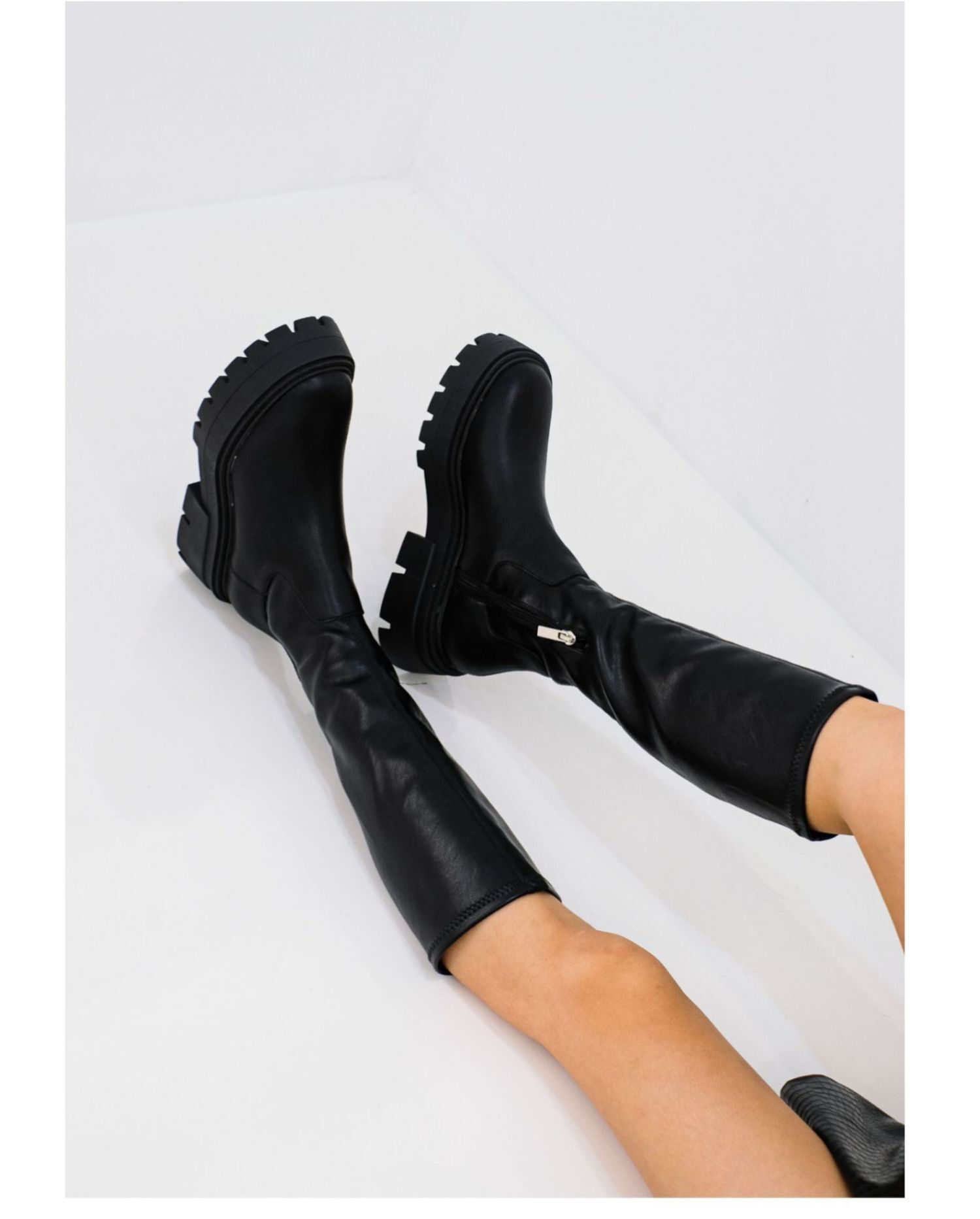 Autumn And Winter Horse Knight Boots High Leg Boot Thick Bottom Female Stretch Boots - Image 2