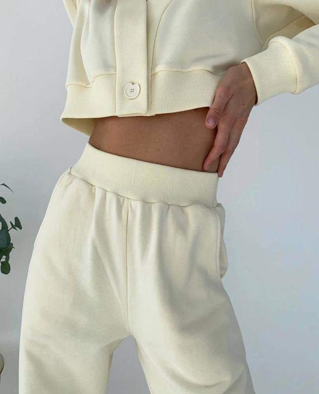 Solid Color Cardigan Long-sleeved Sweater Trousers Suit - Image 5