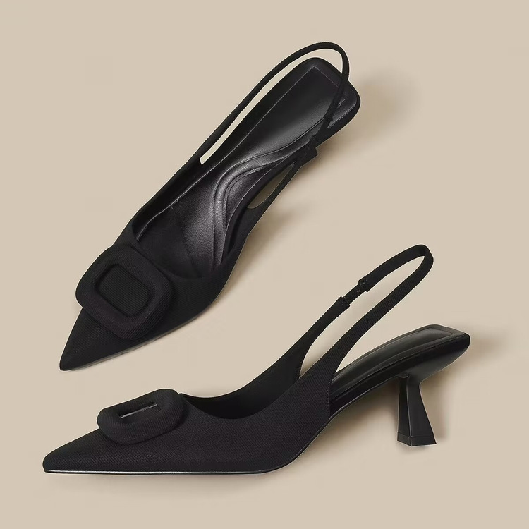 Pointed Toe Classy High Heels High-grade French Square Buckle