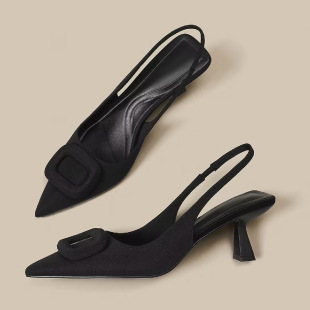 Pointed Toe Classy High Heels High-grade French Square Buckle - Image 8