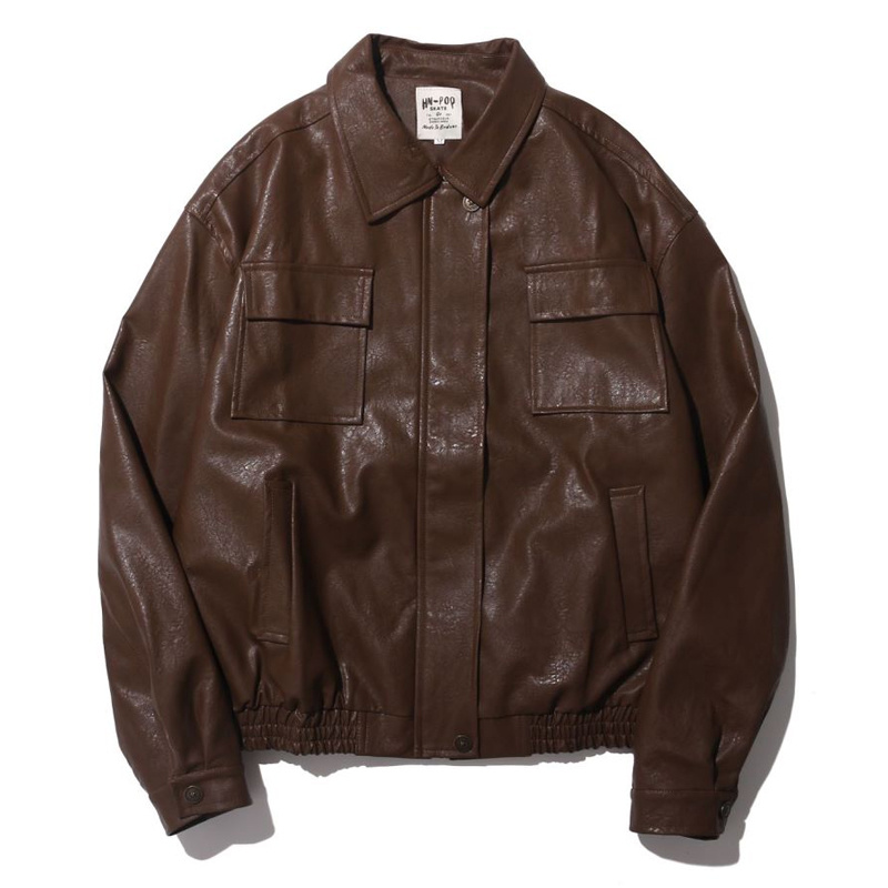 Japanese Vintage PU Motorcycle Leather Jacket - Image 2