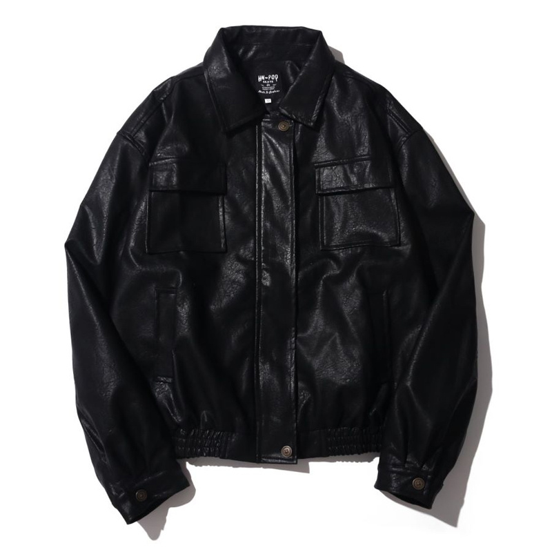 Japanese Vintage PU Motorcycle Leather Jacket - Image 3