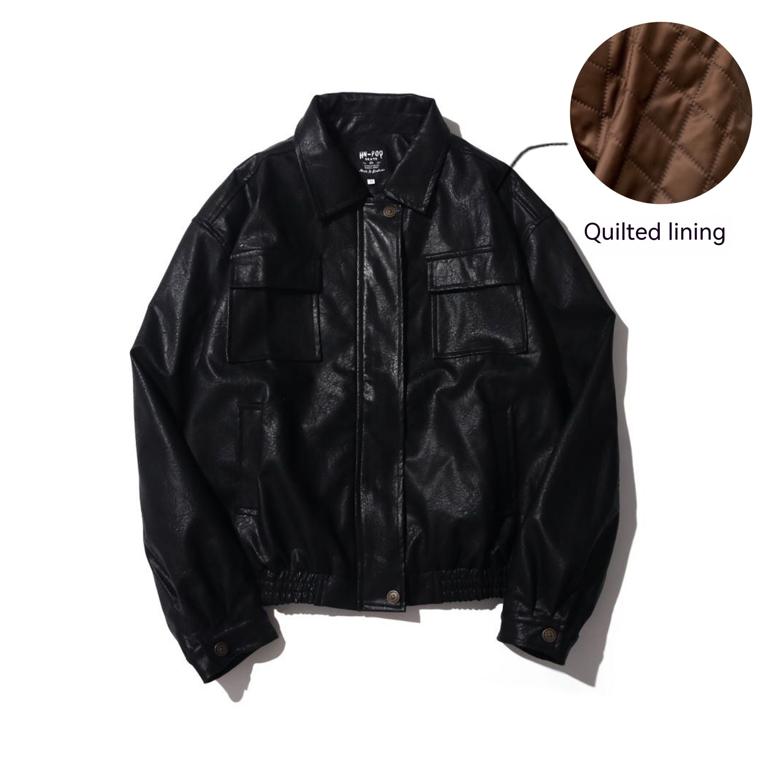 Japanese Vintage PU Motorcycle Leather Jacket - Image 5