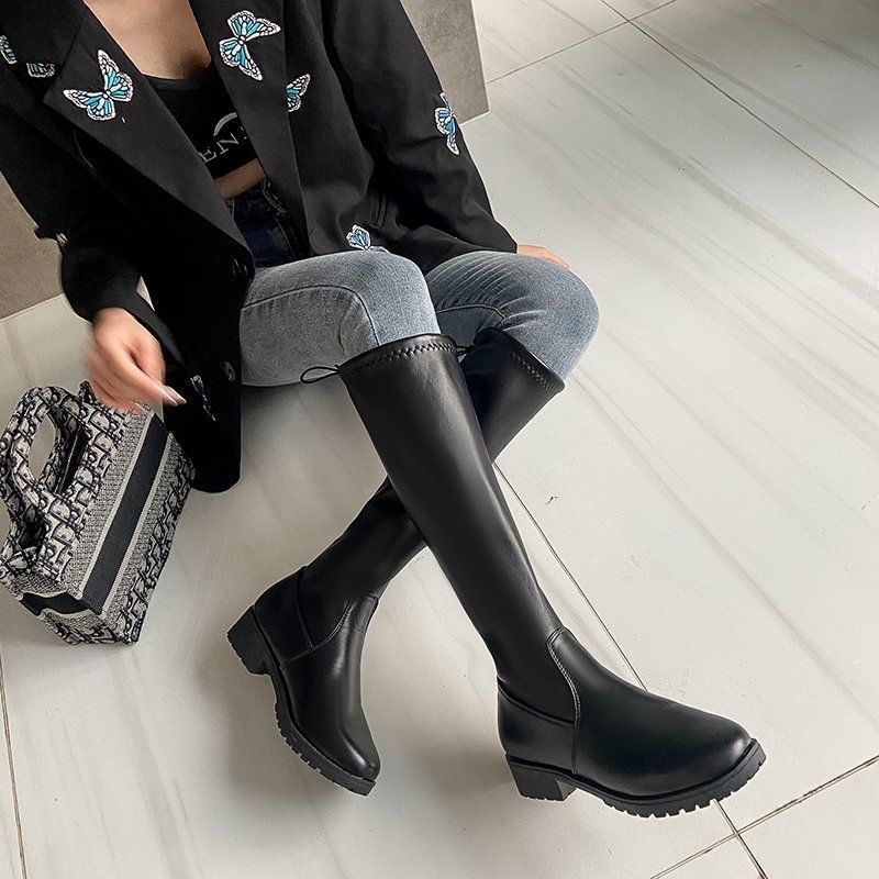 Women's Boots With Big Tube Circumference Fat Feet Thick Legs Below The Knee Plus Size Elastic - Image 4