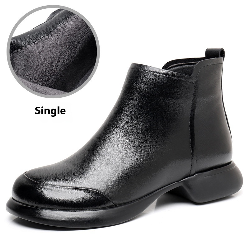 Comfortable Soft Soled Velvet Low Heel Martin Boots - Image 2