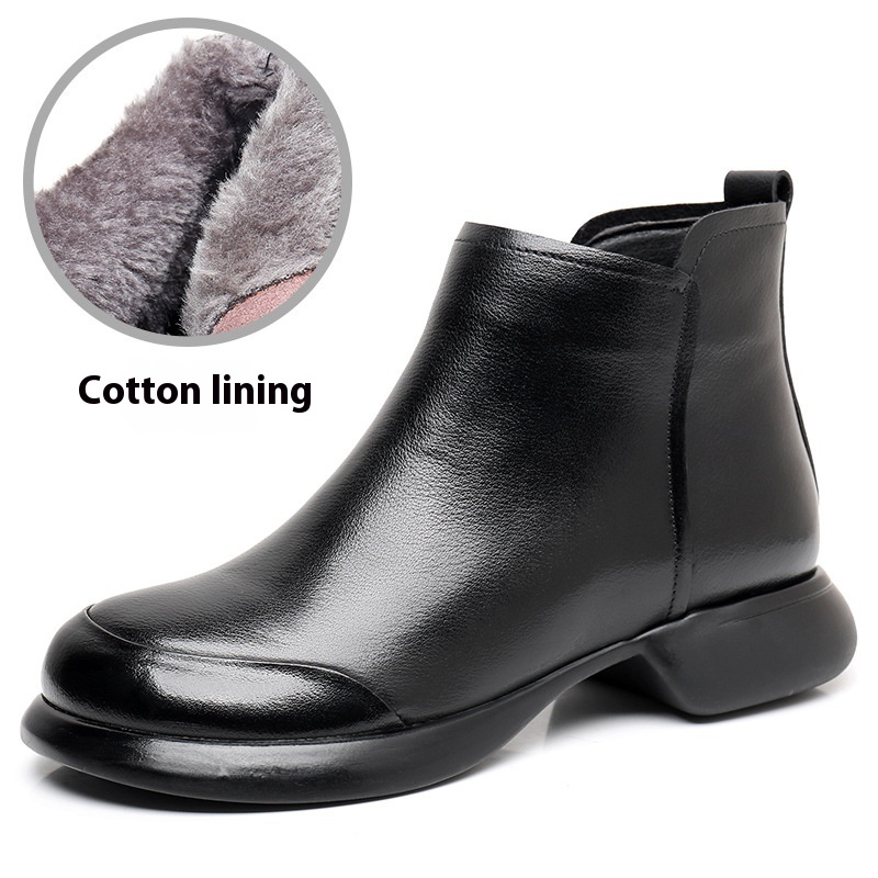 Comfortable Soft Soled Velvet Low Heel Martin Boots - Image 3