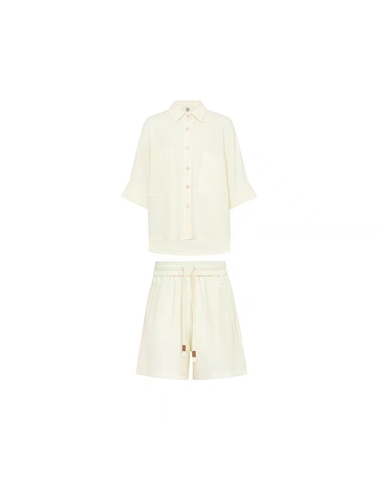 Cotton Large Pocket Shirt With Elastic Waist And Wide Leg Shorts - Image 7