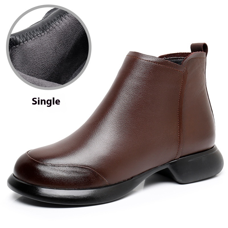 Comfortable Soft Soled Velvet Low Heel Martin Boots - Image 4