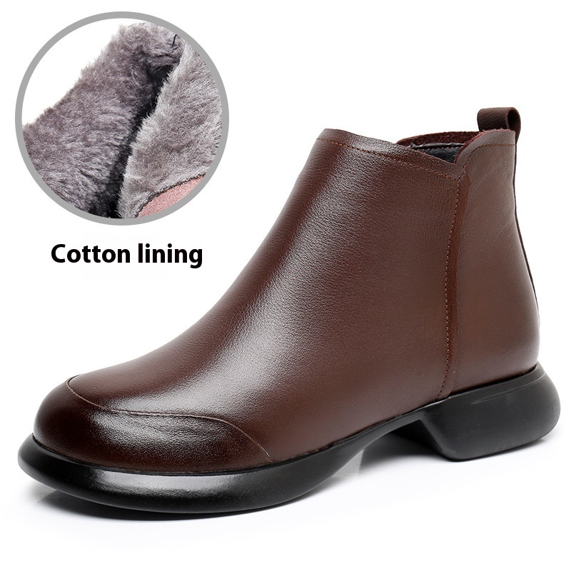 Comfortable Soft Soled Velvet Low Heel Martin Boots - Image 5