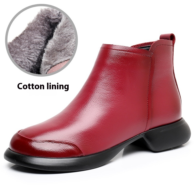 Comfortable Soft Soled Velvet Low Heel Martin Boots - Image 7