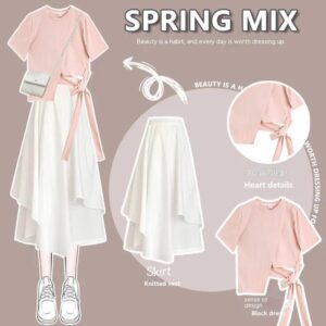 Korean Style Loose Short Sleeve T-shirt Skirt Suit