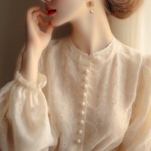 French Long Sleeve Lace Blouse Women