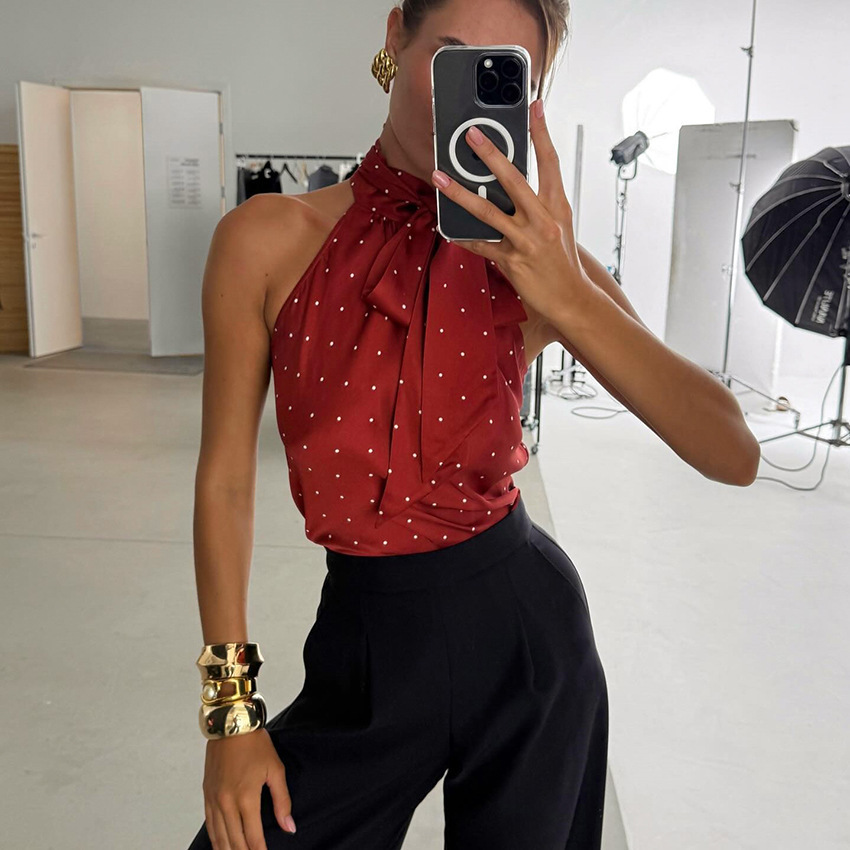 Design Sense American Hot Girl Lace-up Halterneck Camisole Women - Image 3