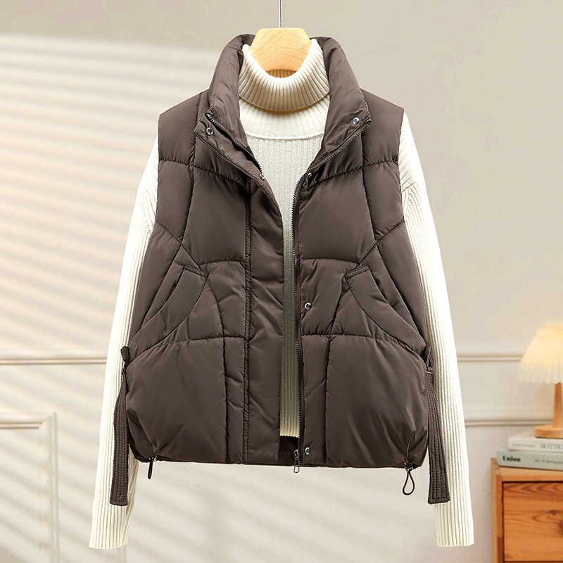 Women's Autumn Loose Outerwear Stand Collar Cotton Vest - Image 7