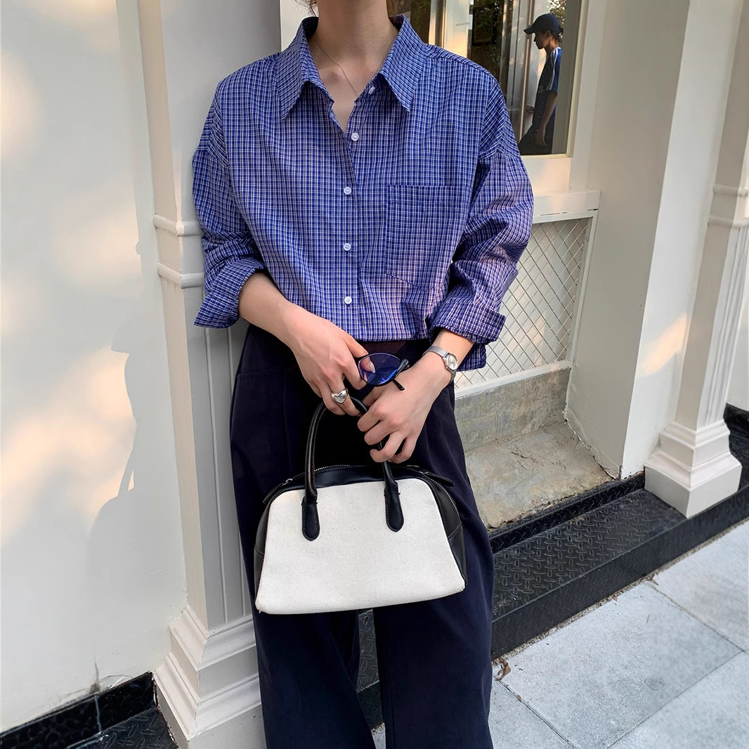 Women's Casual Long-sleeve Plaid Shirt Loose - Image 2