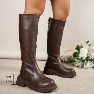 Womens Thick-soled Height-enhancing Slimming Riding Boots - Image 7