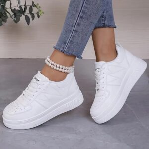 Womens White Chunky-soled Elevating Sneakers
