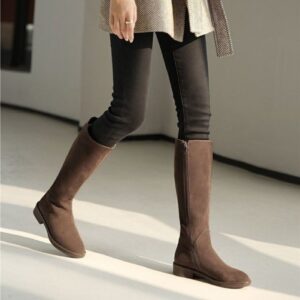 Women's Solid Color Fashion Frosted Long Martin Suede Boots