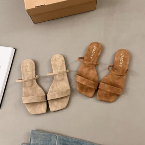 Summer Korean Style Square Toe Peep Toe Sandals For Women