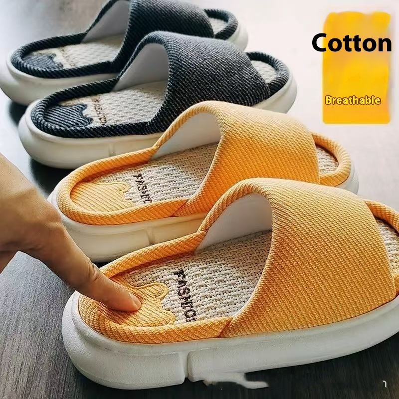 Open Toe Linen Slippers Thick Bottom Home Indoor - Image 2