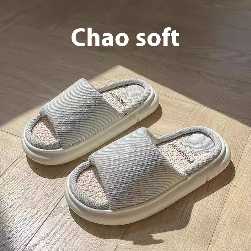 Open Toe Linen Slippers Thick Bottom Home Indoor - Image 5