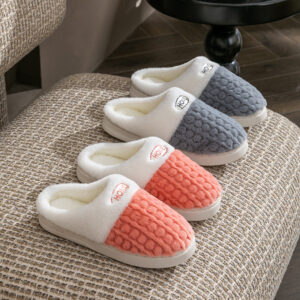 Women's Non-slip Thick Bottom Color Matching Cotton Slippers